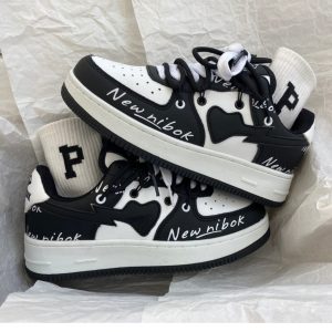 Black Love Sneakers - Y2K Street Platform Shoes