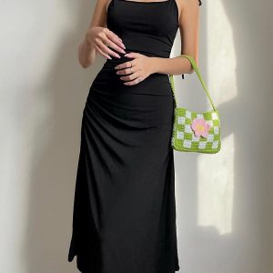 Black Off The Shoulder Sleeveless Bodycon Backless Long Dress