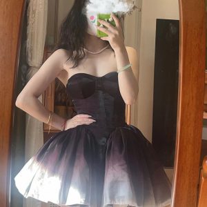 Black Swan Princess Puff Dress - Y2K Clothing