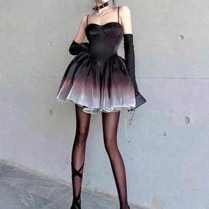 Black Swan Princess Puff Dress - Y2K Clothing