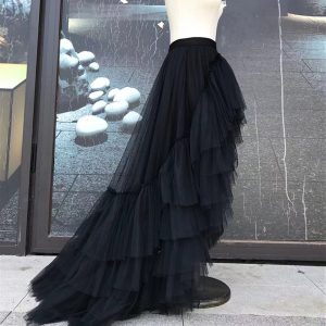 Black Tulle Maxi Skirt for Bridesmaids and Princesses