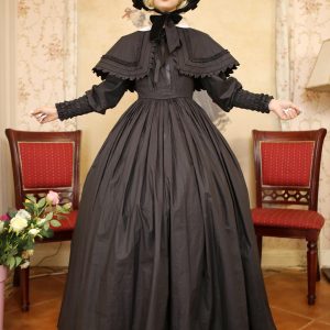 Black Vintage Ruffle Dress for Elegant Victorian Style Wedding