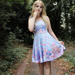 Blue Alice in Wonderland Skater Dress - Y2K Clothing