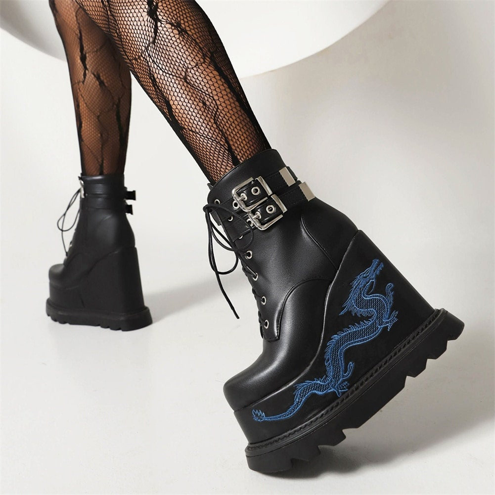 Blue Dragon Chunky Punk High Platform Lolita Ankle Boots