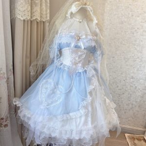 Blue Fairy Lolita Dress - Summer White Fashion Cosplay Princess JSK