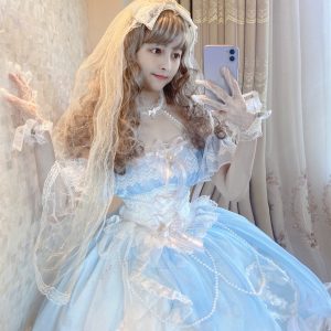 Blue Fairy Lolita Dress - Summer White Fashion Cosplay Princess JSK