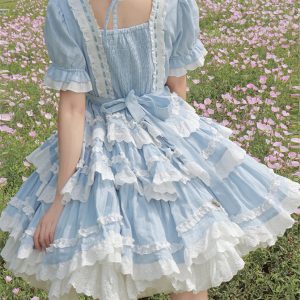Blue Ruffle Dress for Girls - Cute Party Princess Costume