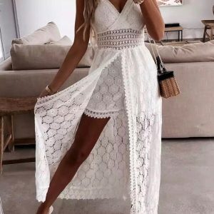 Bohemian Lace Dress Jumpsuit | Elegant White | Chic Romper