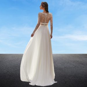 Bohemian Wedding Dress - Long Sleeve V-Neck