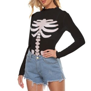 Bone Babe Mesh Top | Y2K Halloween Skeleton Costume
