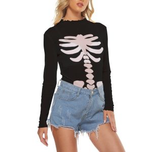 Bone Babe Mesh Top | Y2K Halloween Skeleton Costume