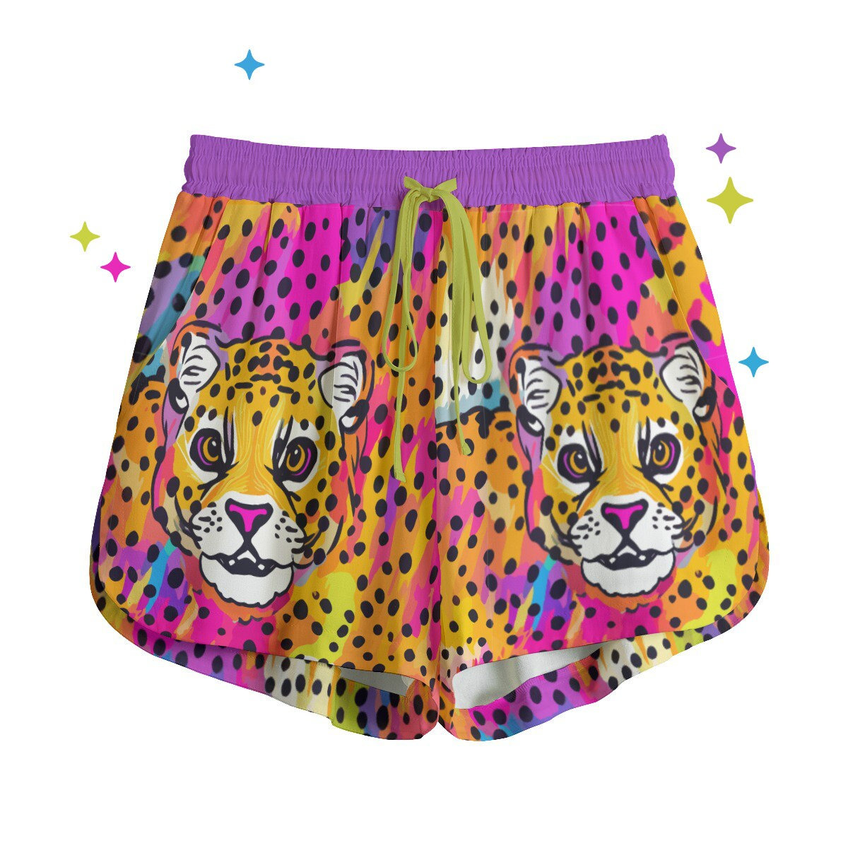 Cheetah Print Boho Shorts - Rainbow Colors Soft-style Shorts