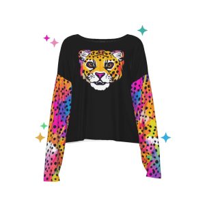 Cheetah Print Boho Top - Rainbow Colors Long Sleeve Shirt