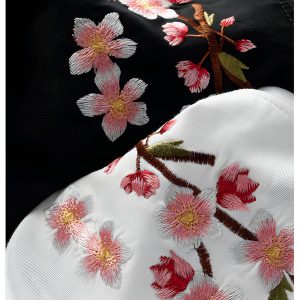 Cherry Blossom Embroidered Tee Shirt - Y2K Aesthetic Streetwear