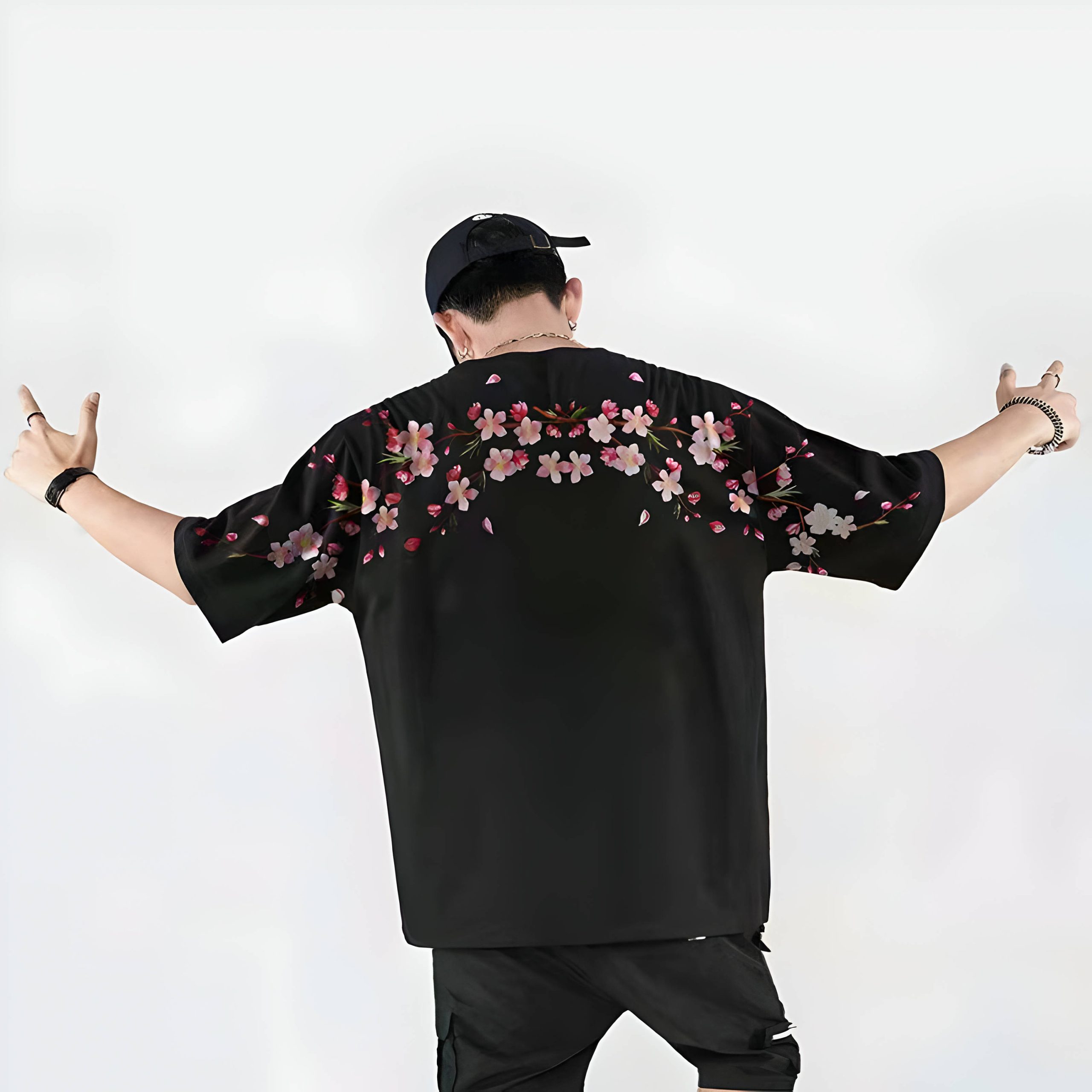 Cherry Blossom Embroidered Tee Shirt - Y2K Aesthetic Streetwear