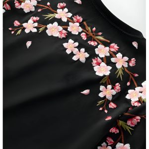 Cherry Blossom Embroidered Tee Shirt - Y2K Aesthetic Streetwear