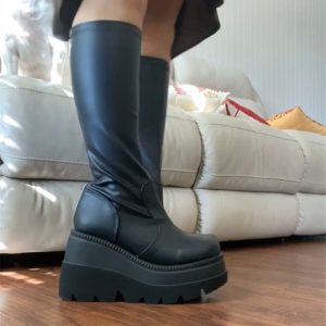 Chunky Super High Platform Boots - Black