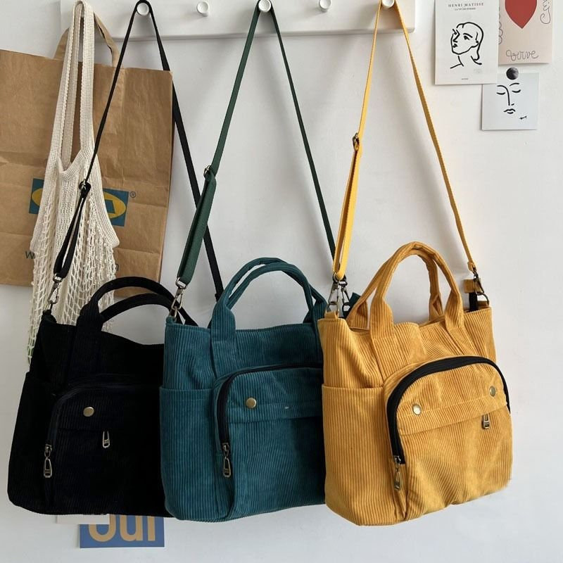 Colorful Corduroy Shoulder Bag Kawaii Handbag