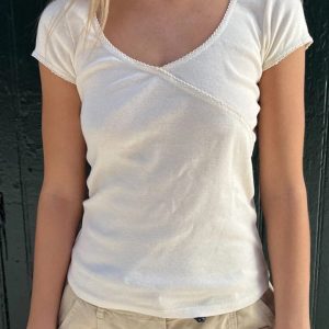 Cotton Short Sleeve Coquette Top - Y2K Clothing