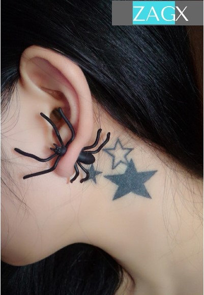 Creepy Halloween Black Spider Ear Stud Earrings for Women