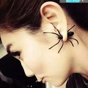 Creepy Halloween Black Spider Ear Stud Earrings for Women