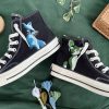 Custom Blue Cat Embroidered Converse High Tops