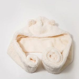 Cute Bear Ear Plush Hat with Scarf and Gloves