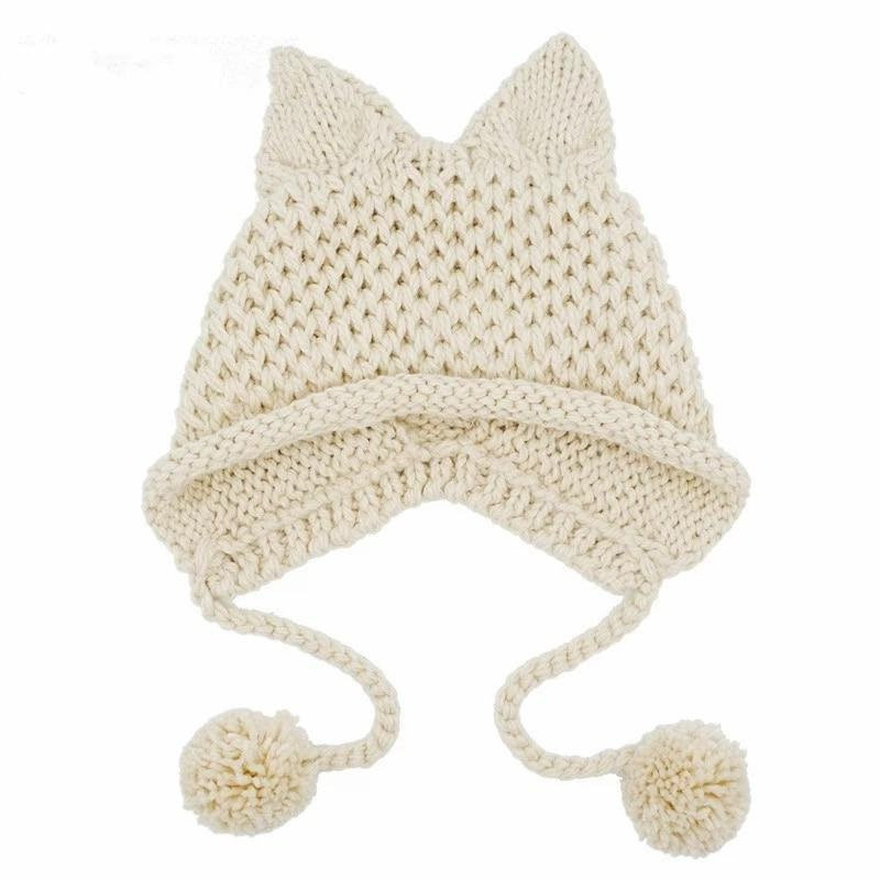 Cute Cat Ears Knitted Winter Beanie Hat