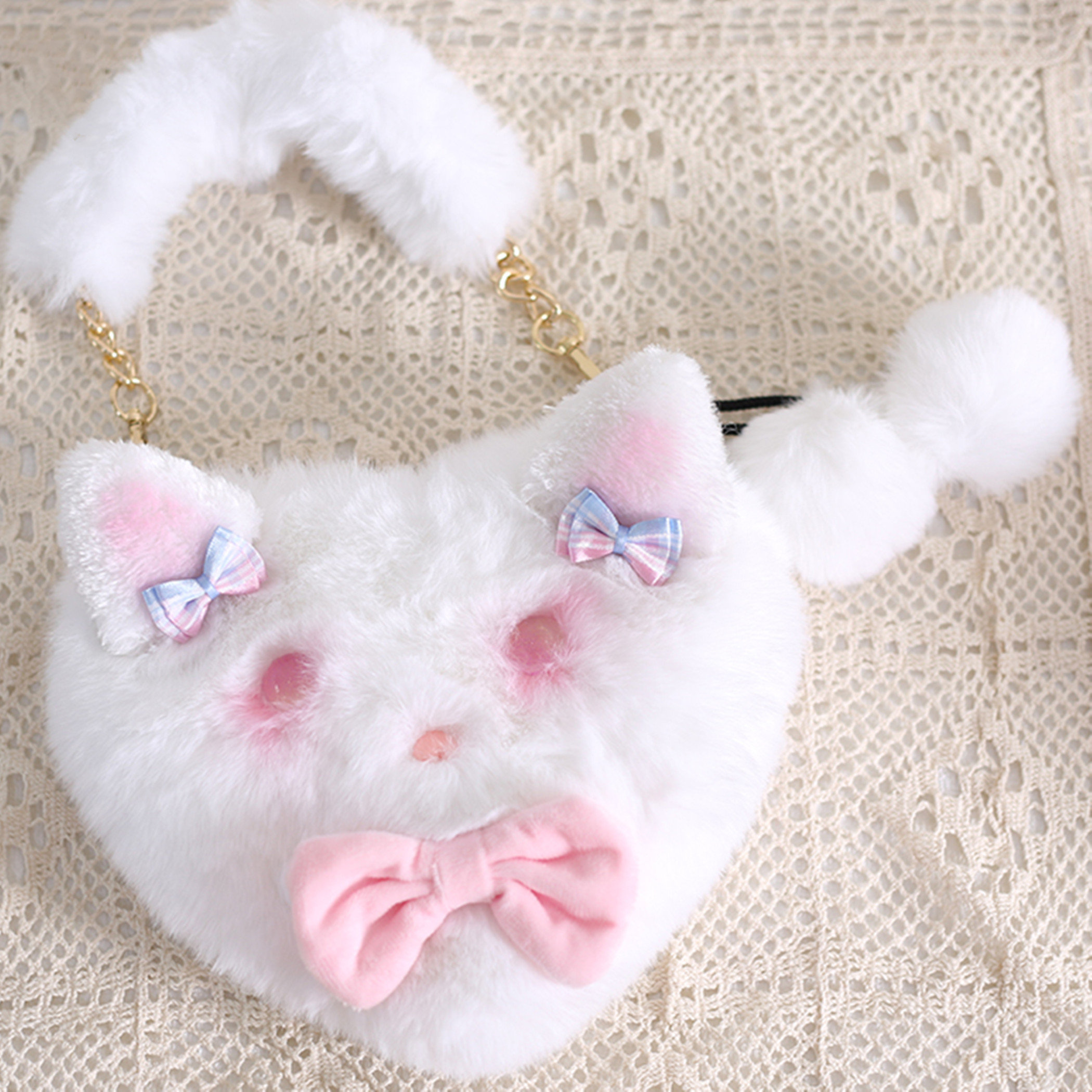 Cute Cat Fluffy Crossbody Bag - Y2K Clothing Fashion