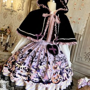 Cute Cat Lolita Dress with Cape - Y2K Fashion