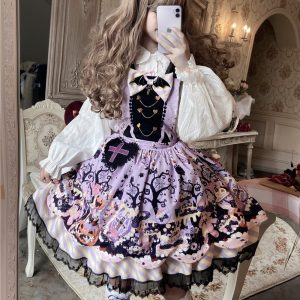 Cute Cat Lolita Dress with Cape - Y2K Fashion