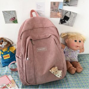 Cute Corduroy Kawaii Harajuku Backpack