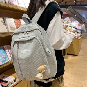 Cute Corduroy Kawaii Harajuku Backpack