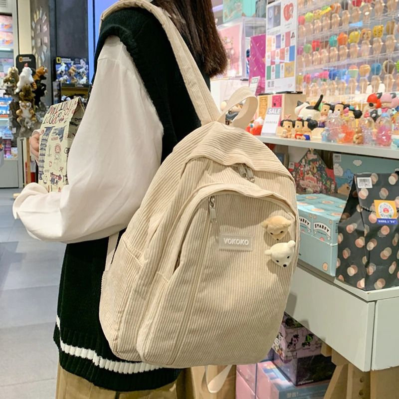 Cute Corduroy Kawaii Harajuku Backpack