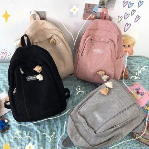 Cute Corduroy Kawaii Harajuku Backpack