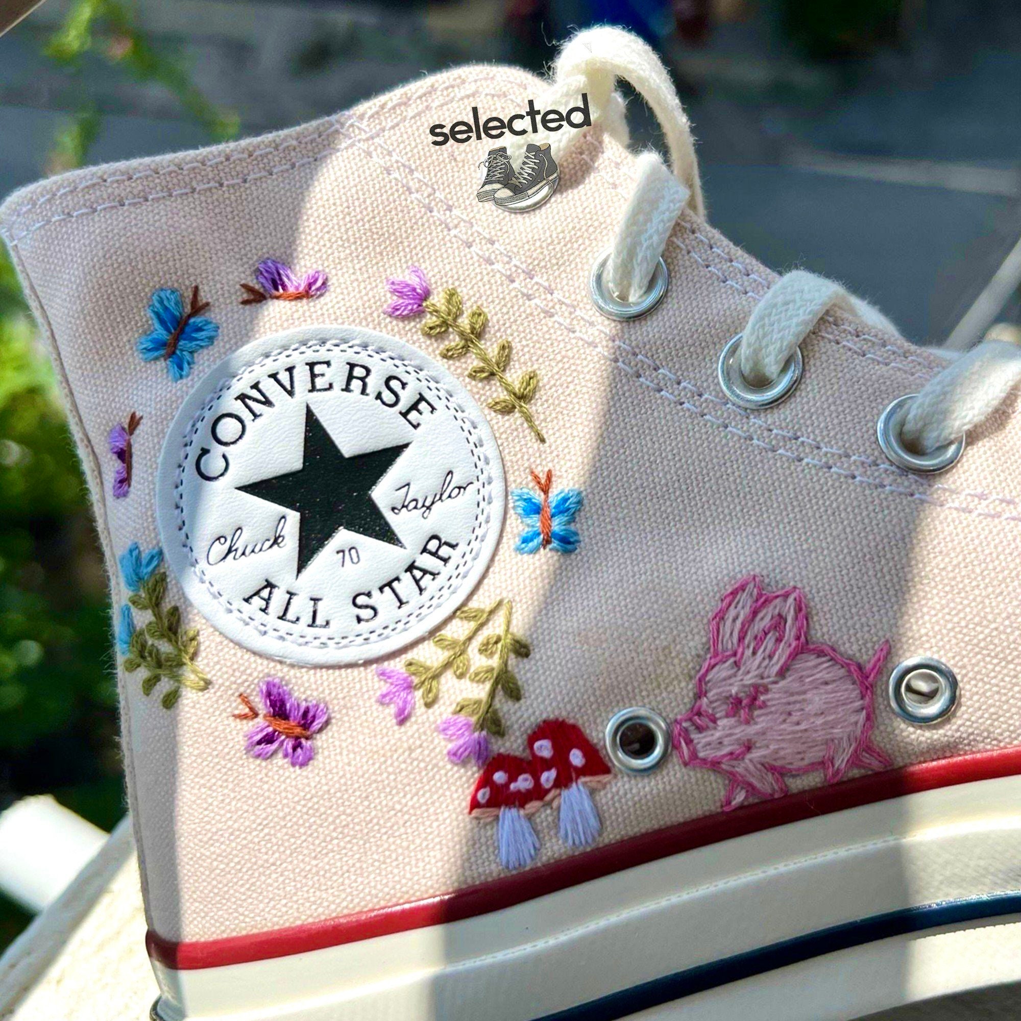 Cute Pig Embroidery Converse Shoes