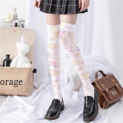 Cute Rabbit Print Lolita Stockings - Y2K Clothing