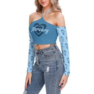 Cute Y2K Mercury Halter Top | Astrology Symbol Crop