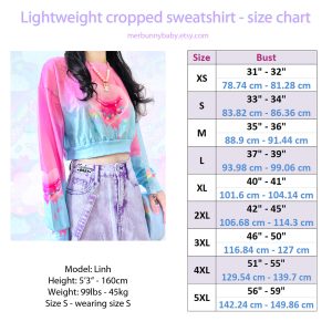 Devil Heart Lightweight Cropped Sweatshirt - Pink Blue Pastel