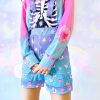 Devil Heart Lightweight Cropped Sweatshirt - Pink Blue Pastel