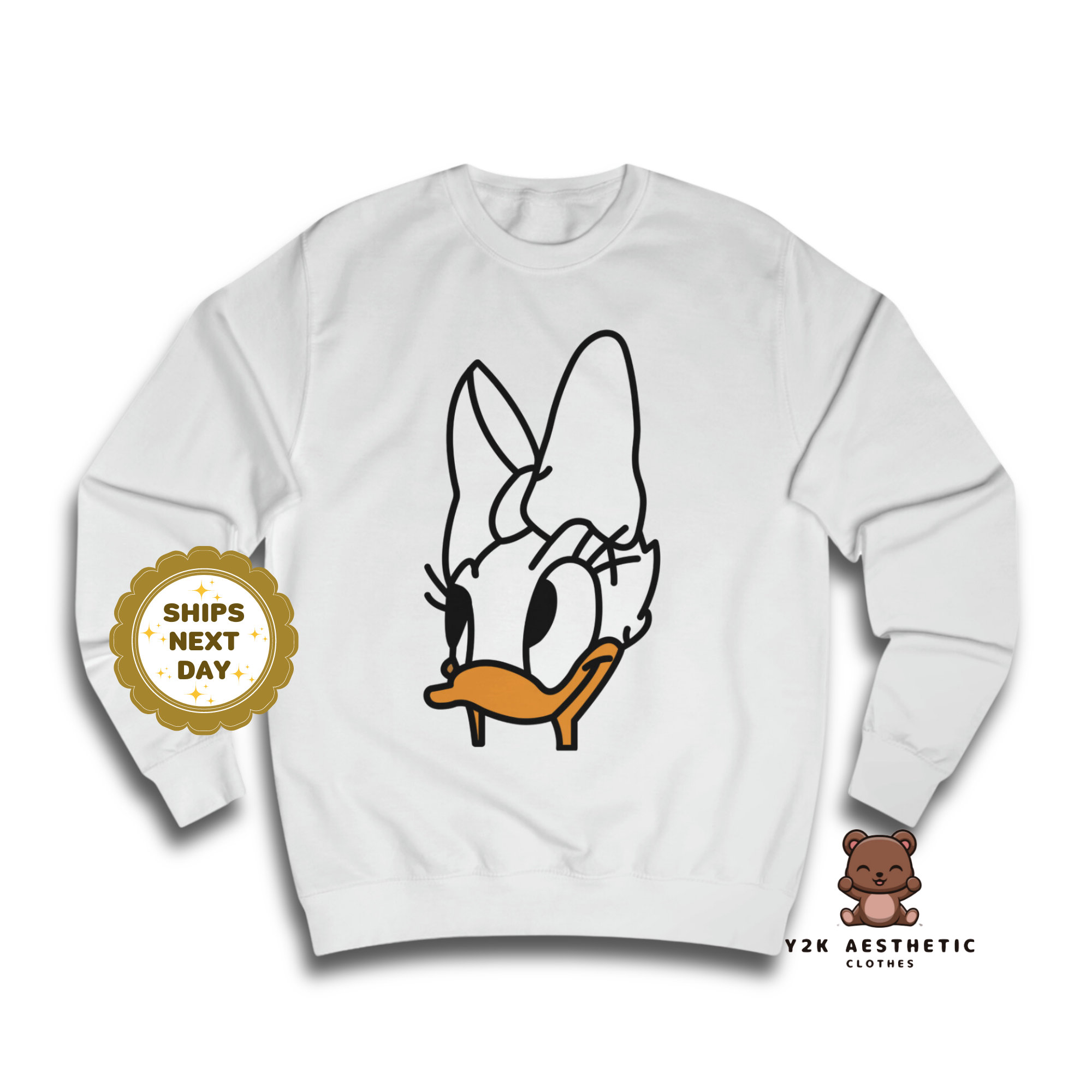 Disney Daisy Duck Crewneck Sweatshirt - Cartoon Kawaii Hoodie