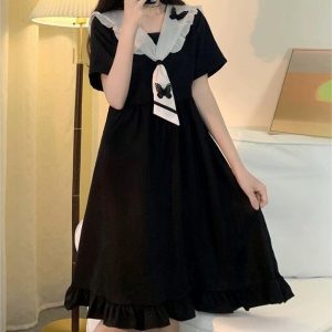 Elegant Black Butterfly Collar Lolita Dress - Enchanting Style