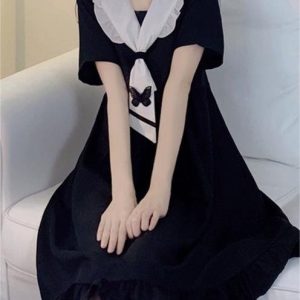 Elegant Black Butterfly Collar Lolita Dress - Enchanting Style