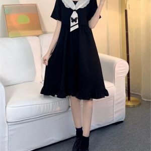 Elegant Black Butterfly Collar Lolita Dress - Enchanting Style