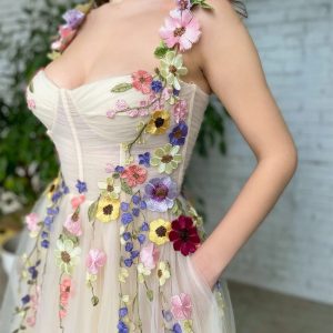 Elegant Flower Fairy Lace Corset Dress for Enchanting Occasions