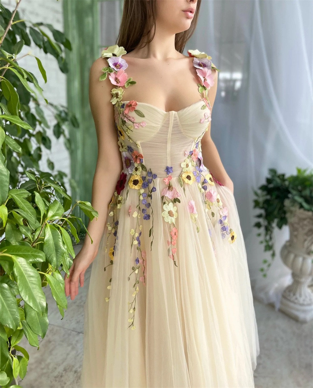 Elegant Flower Fairy Lace Corset Dress for Enchanting Occasions