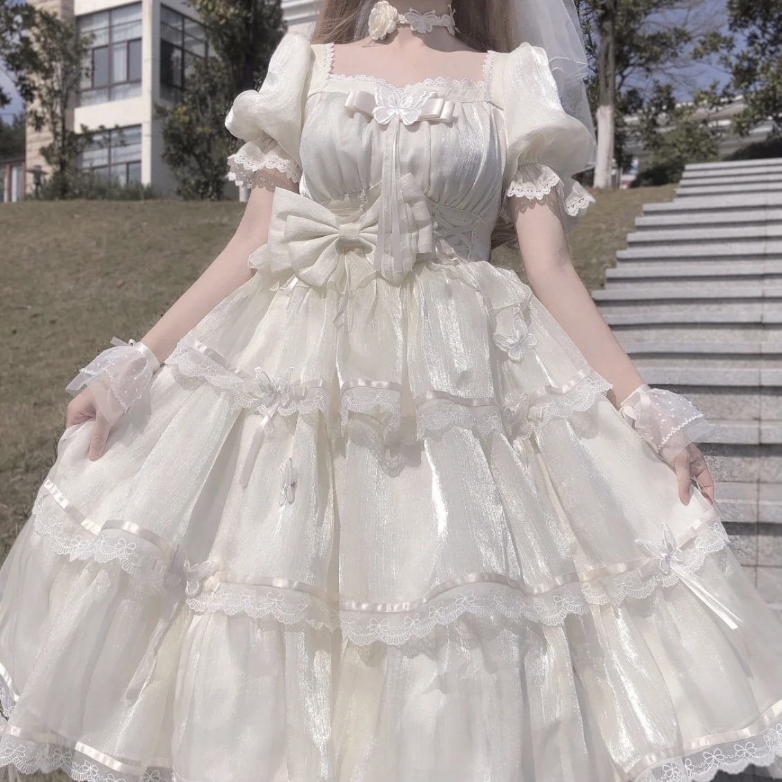 Elegant White Fairy Lolita Dress for Enchanting Cosplay