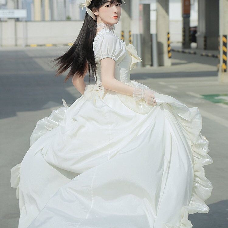 Elegant White Fairy Lolita Dress for Enchanting Cosplay