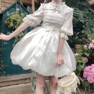 Elegant White Fairy Lolita Dress for Enchanting Cosplay