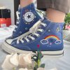 Embroidered Blue Converse High Tops - Y2K Clothing